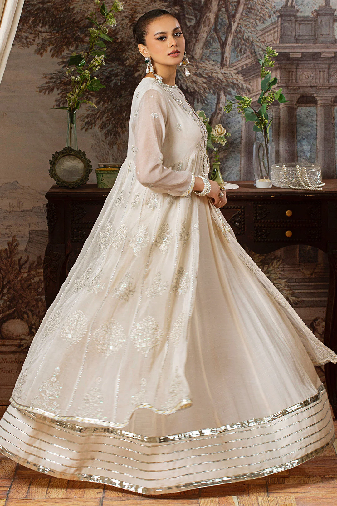 3 Piece - Embroidered Cotton Net Suit LFP1104 - Image 6