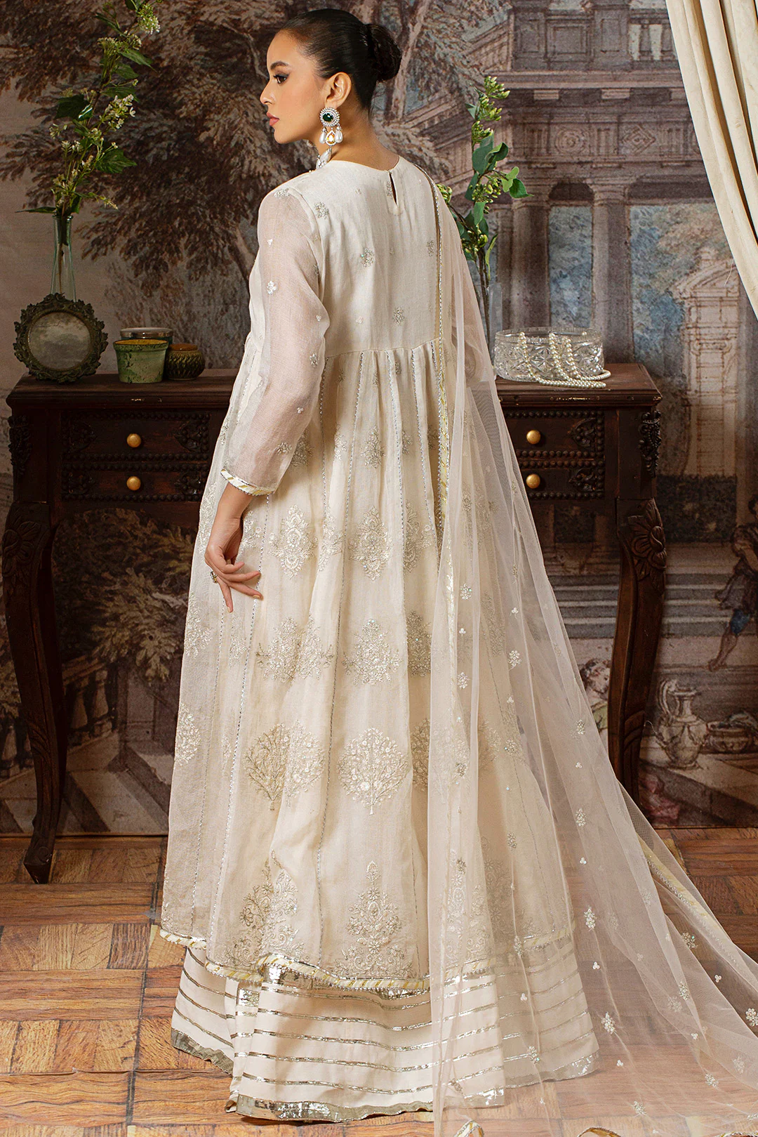 3 Piece - Embroidered Cotton Net Suit LFP1104 - Image 7