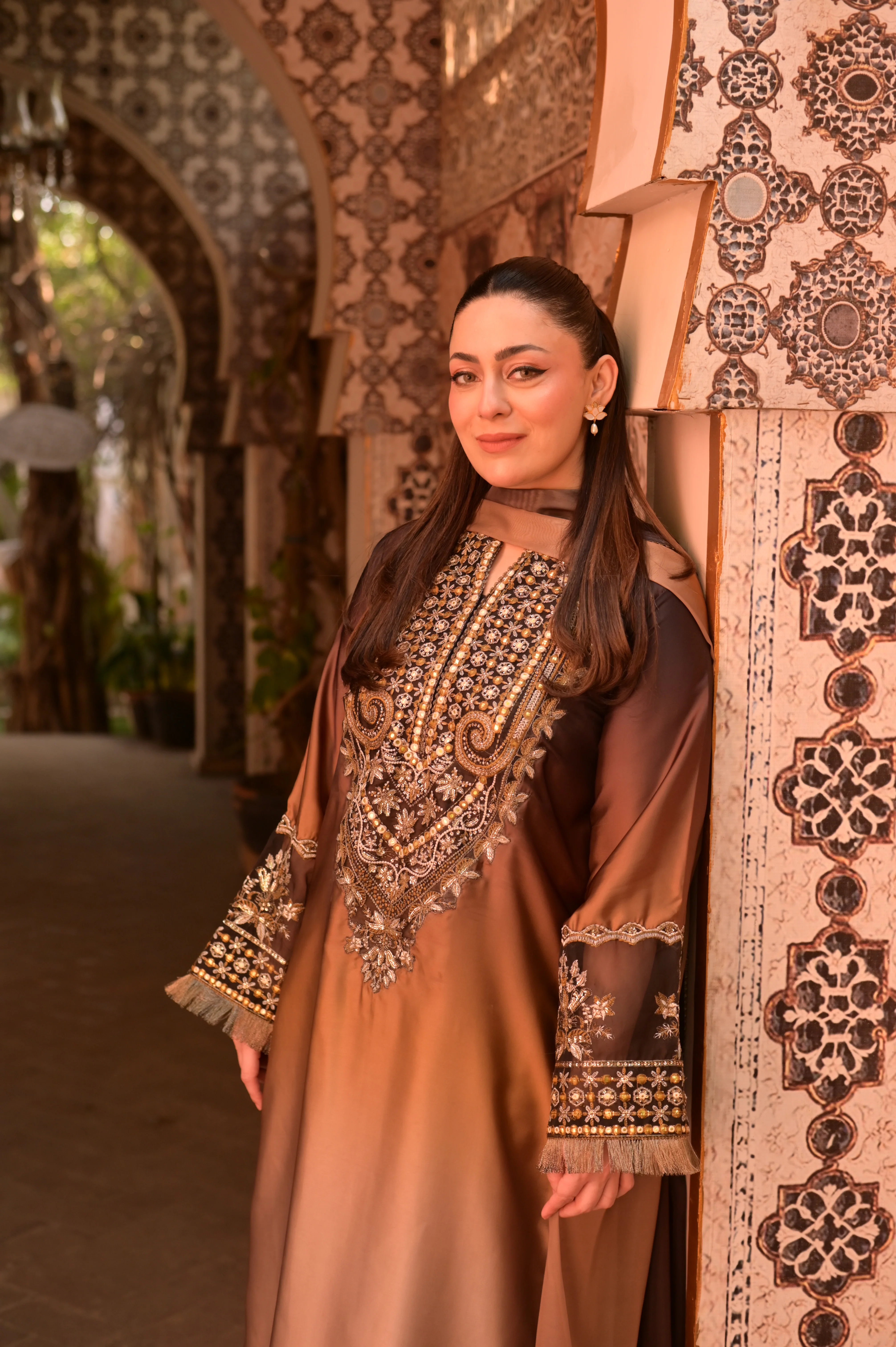 3 Piece - Embroidered Shamoz Silk Suit LFP1154 - Image 4