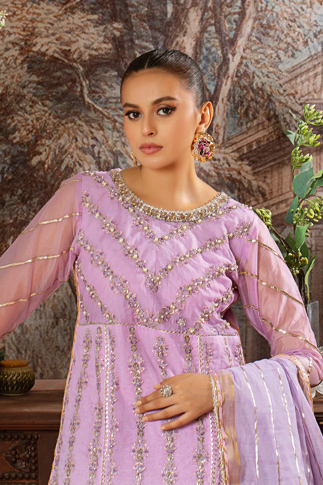 4 Piece - Embroidered Organza Suit L0956 - Image 5